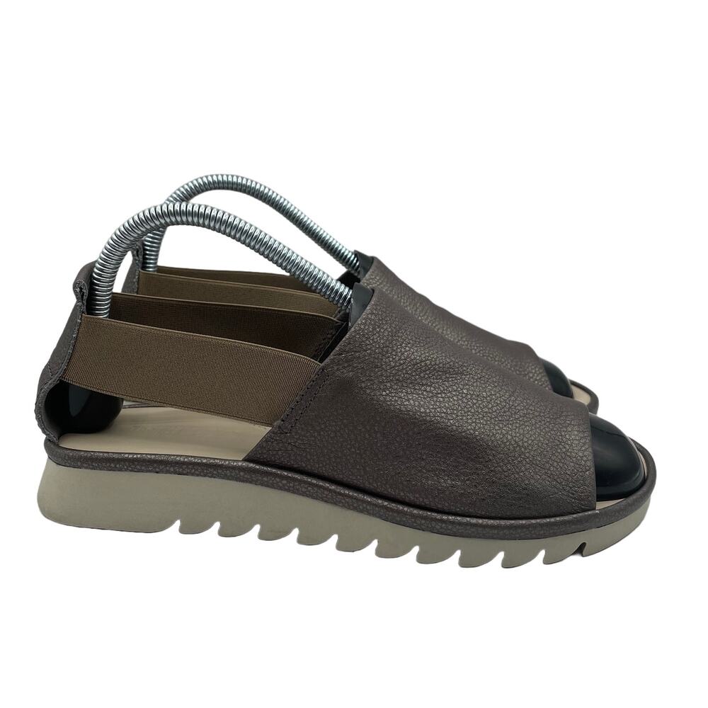 The Flexx Shoreline Platform Canna Sandals Peep Toe Leather Womens Size 8.5